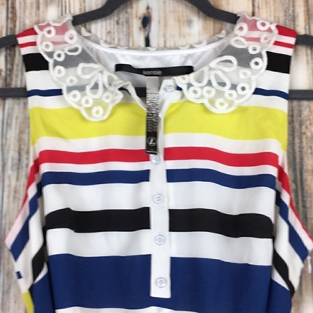 Kensie Dresses | Multi Stripe Collar Dress | L - Picture 4 of 7